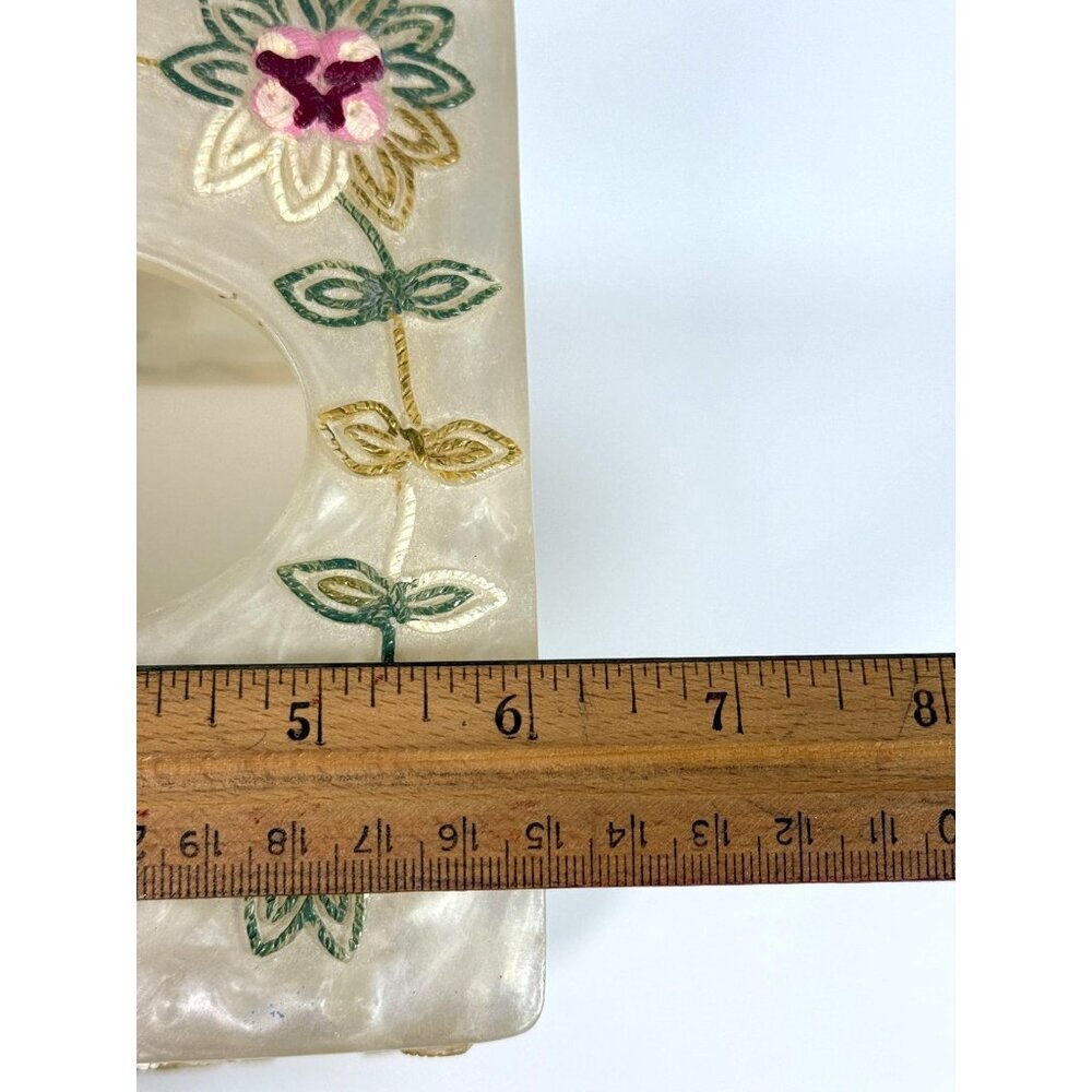Popular Bath Embroidered Floral Acrylic Tissue Box Cover Cottagecore Grannycore - Picture 10 of 13